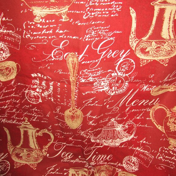 Waverly Inspirations Teatime Fabric Rust Red 3 Yards 100% Cotton 54" - Picture 1 of 11